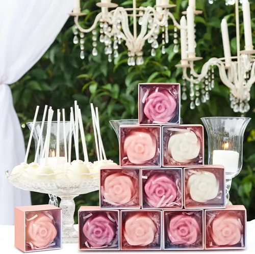 Miniatura 6 de Loopeer 24 piezas de jabón de rosas para boda, despedida de soltera, mini jabón perfumado en forma de flor, regalo de invitados a granel con caja