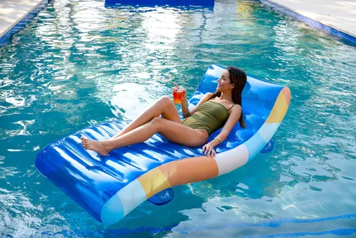 Miniatura 7 de PoolCandy Tumbona flotante Good Vibes. El último flotador inflable 2 en 1 lujoso y duradero; es una silla lounge en tierra o en agua.