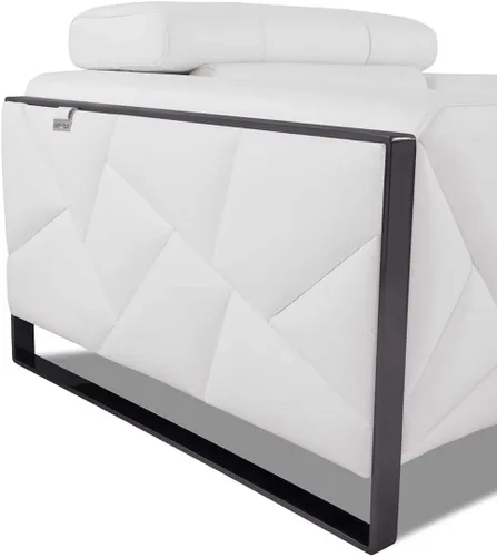 Miniatura 7 de BlackJack Furniture Gianni - Sofá de cuero italiano de grano superior con reposacabezas ajustables de 9 posiciones, patrón geométrico contemporáneo