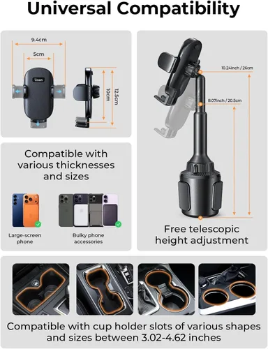 Miniatura 9 de LISEN Soporte para teléfono [sin sacudidas] Soporte de teléfono para automóvil, soporte ajustable de 360° para iPhone, accesorios de automóvil