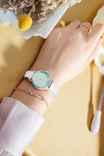 Miniatura 6 de SK - Reloj de pulsera para mujer, correa de piel, de cuarzo, reloj de lujo japonés de cuarzo.