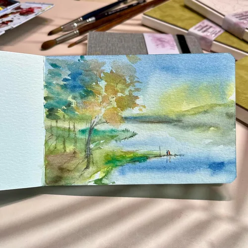 Miniatura 8 de tumuarta Cuaderno de bocetos de acuarela, 140 libras, 300 GSM, papel 100% algodón, prensa en frío, 24 hojas, 48 páginas, diario de acuarela para uso