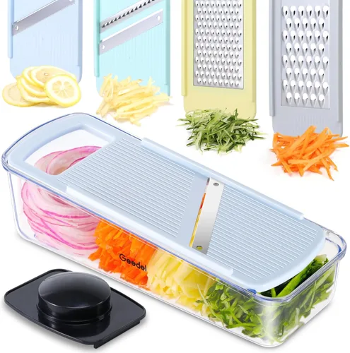 Geedel Cortador profesional de mandolina para cocina, cortador multiusos, cortador de verduras, cortador de cebolla para queso de frutas y verduras