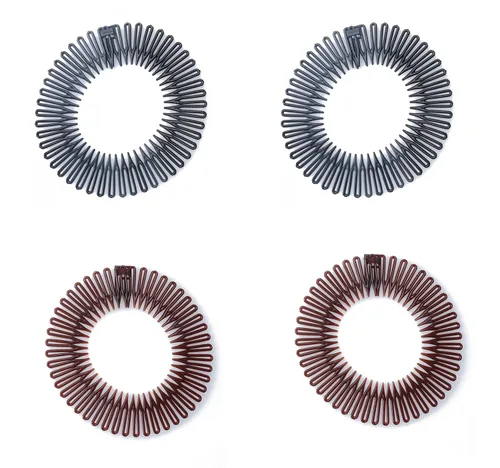 Miniatura 8 de Sowaka 4 piezas de peine elástico circular de plástico negro marrón círculo primavera diadema flexible soporte para el cabello peine para mujeres