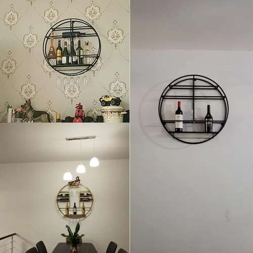Miniatura 5 de Estante colgante para copas de vino montado en la pared, Estante para copas de vino para barra de cocina, soporte de exhibición redondo de la taza