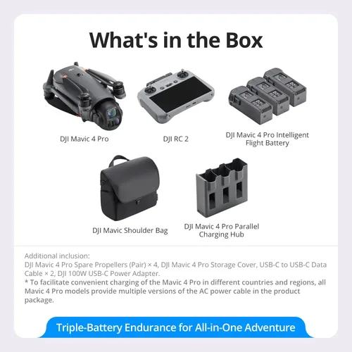 Miniatura 7 de DJI Mavic 4 Pro Combo Fly More con DJI RC 2, dron insignia con cámara triple de 100MP 4/3 CMOS Hasselblad, transmisión de video de 30km/18.6mi