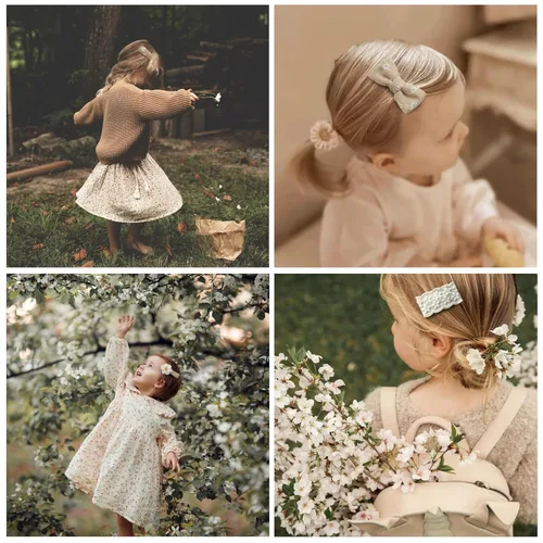 Miniatura 4 de 13 piezas de pinzas para el cabello para niñas con lazos mariposa y flores, pinzas de cocodrilo forradas de 2 pulgadas y pasadores, accesorios