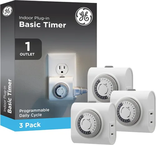 Miniatura 8 de GE Temporizador de Enchufe Mecánico para Interiores de 24 Horas, 1 Toma Polarizada, Temporizadores para Enchufes Eléctricos de Interiores