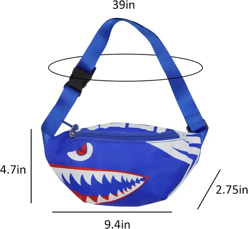 Miniatura 7 de Riñonera de tiburón de dibujos animados para niños y niñas pequeños, Azul brillante