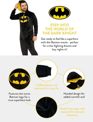 Miniatura 6 de DC Comics Pijama de Batman para hombre Mameluco para adultos Tallas S a XXL