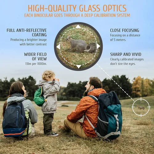 Miniatura 4 de BeBison - Binoculares para niños, óptica real de alta resolución de 8 x 21 pulgadas, binoculares compactos plegables a prueba de golpes, para Naranja