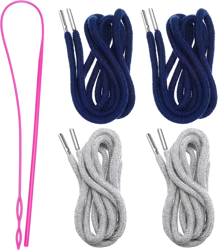 Miniatura 18 de Jetec Cordones de repuesto con cordón fácil de enhebrar para pantalones deportivos, pantalones cortos, pantalones, chaquetas (beige, azul marino)