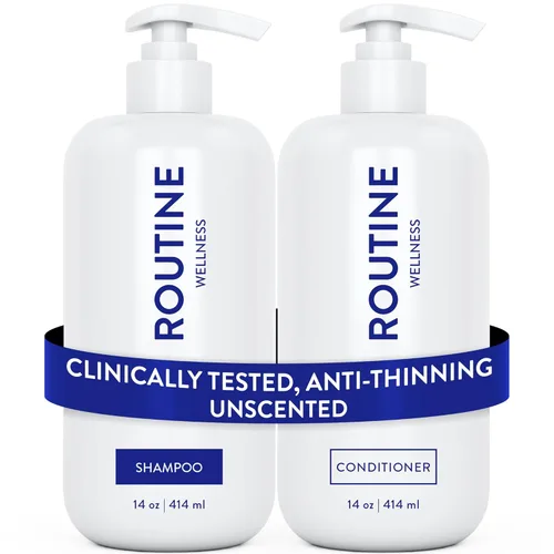 Routine Wellness - Juego de champú y acondicionador para cabello más fuerte, con biotina, seguro para color, sin sulfato, vegano, clínicamente