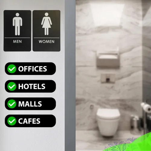 Miniatura 5 de Hecho en EE.UU. - Letreros de Baños para Hombres y Mujeres Compatibles con ADA, Señales de Puertas de Baño para Oficinas, Negocios y Restaurantes