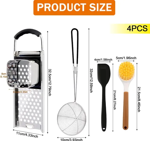 Miniatura 2 de Fabricante de espátulas de acero inoxidable de grado premium, colador de araña, cuchara espumadora, colador de pasta, juego de herramientas