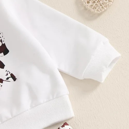 Miniatura 5 de Kaipiclos Ropa occidental para bebé niña, con lindo estampado con volantes, manga larga, pantalones para otoño e invierno, trajes de vaquera