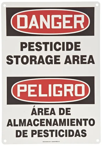 Accuform signos sbmcaw116vp plástico español bilingüe Sign, Legend "peligro pesticidas área de almacenamiento/Peligro área de almacenamiento de