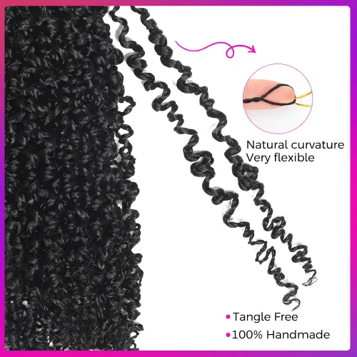 Miniatura 5 de Pelo de ganchillo Yanky Twist de 10 pulgadas para mujeres negras, 7 paquetes de cabello corto bohemio con extremos rizados, cabello sintético rizado