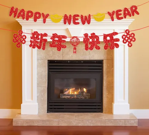 Miniatura 4 de Hying 21 pancartas de Año Nuevo chino, decoraciones colgantes para festivales de primavera 2024, guirnalda de feliz año nuevo, guirnalda de nudo