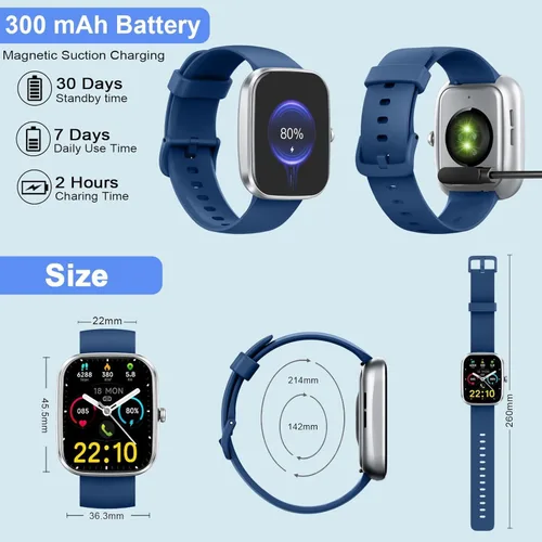 Miniatura 6 de Matast Reloj inteligente, reloj inteligente de 1.91 pulgadas para hombres y mujeres (respuesta/hacer llamadas), rastreador de actividad física
