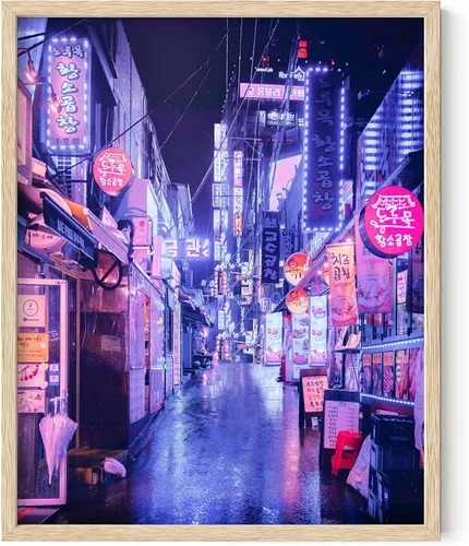 Miniatura 15 de RipGrip Arte de pared de neón, póster de ciudad de Seúl Corea, decoración de dormitorio para niños adolescentes, pósteres estéticos