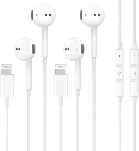 [Certificado MFi de Apple] Auriculares con cable para iPhone con micrófono integrado y control de volumen, auriculares con reducción de ruido