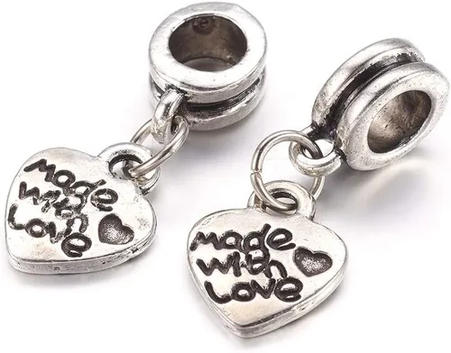 Miniatura 7 de MegaPet 10 piezas estilo tibetano de aleación de plata envejecida, cuentas colgantes europeas, corazón hueco para mascotas collar collar accesorios
