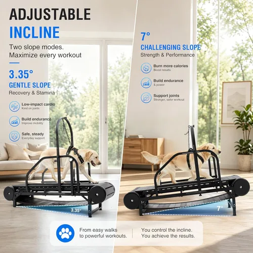 Miniatura 3 de Cinta de correr para perros grandes no motorizada con podómetro, caminadora ancha para correr, autoalimentada con freno, inclinación de 5 niveles