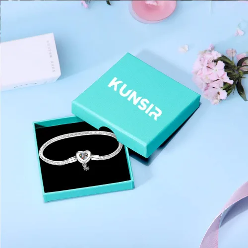 Miniatura 5 de KUNSIR Pulsera de plata de ley 925 con cierre de palma, cadena de serpiente, pulseras básicas para cualquier dije PDL, para adolescentes y mujeres