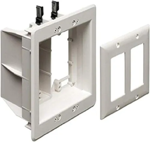 Miniatura 2 de Arlington TVBU505BL-1 Caja de Salida de TV Empotrada con Placa de Acabado Pintable, Negro, 2-Gang