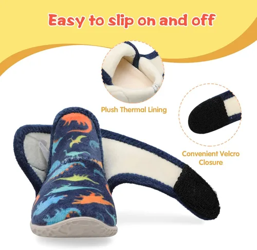 Miniatura 2 de LeIsfIt Pantuflas de casa para niños y niñas, botas de invierno para niños, cálidas, ligeras, con suela antideslizante