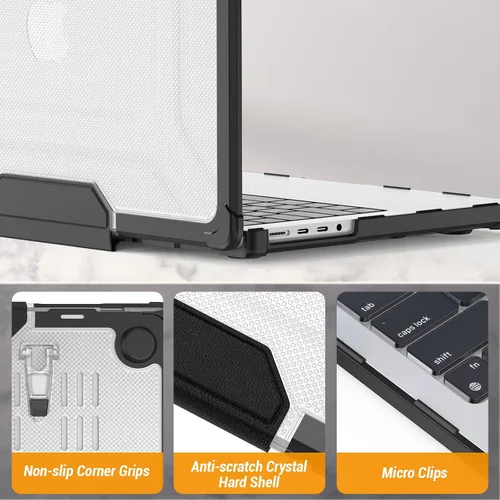 Miniatura 7 de SEYMAC stock Funda para MacBook Pro de 14 pulgadas, Protección Absorbente de Impactos con Soporte Plegable y Funda con Alfombrilla para Ratón