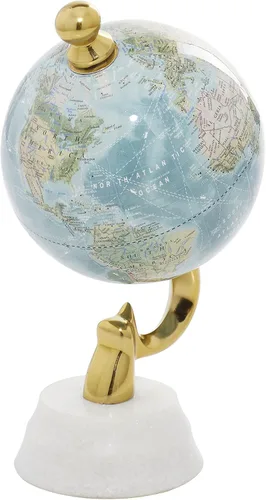 Miniatura 3 de Deco 79 Globo de aluminio con base de mármol, 5 "x 5" x 10 ", azul