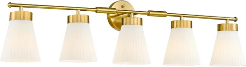 Miniatura 20 de HWH - Lámpara de pared para interiores, moderno aplique de pared con pantalla de vidrio a rayas blancas esmeriladas, aplique de pared individual