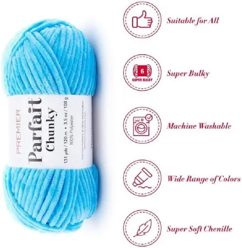 Miniatura 3 de Premier Yarns Parfait - Ovillo de felpilla grueso, 3.5 onzas, 6 unidades, peso súper voluminoso, paquete de 3 unidades con marcadores de puntada