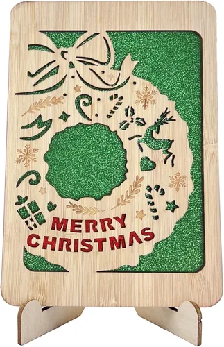 Miniatura 22 de 67 divertidas tarjetas de madera de Navidad, Ho Merry Chaos‑Mas, interior rojo en blanco para mensaje personalizado, regalo para familiares