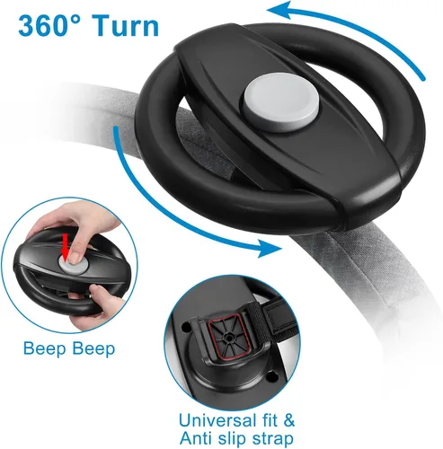 Miniatura 7 de Accmor Juguete para volante de cochecito, volante simulado para cochecito, carritos de compras, carrito universal desmontable de simulación, Negro
