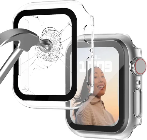 Miniatura 13 de Funda compatible con Apple Watch de 1 37⁄64 pulgadas (40 mm), serie 6/5/4/SE, con protector de pantalla de vidrio templado integrado, carcasa Negro