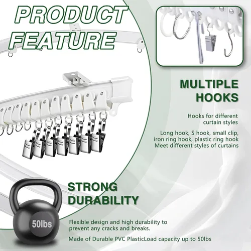 Miniatura 3 de XCK Riel de cortina flexible para techo, montable, cortable, 10 pies, curvado, recortable, riel flexible para cortinas de techo, plegable, riel