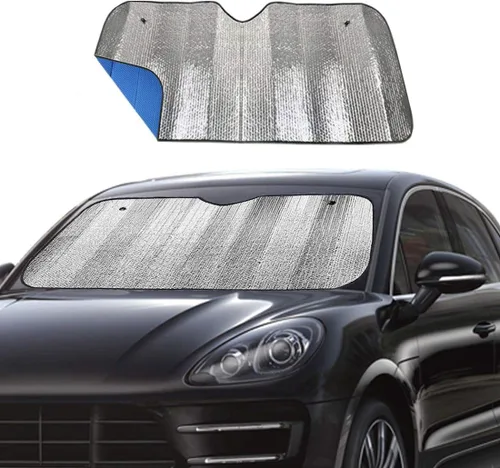 Parasol plegable para parabrisas de automóvil, reflector de rayos UV, parasol para ventana delantera, mantiene el vehículo fresco, color azul (55 x