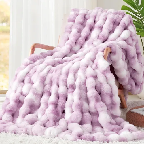 Miniatura 21 de Touchat - Manta de lujo de 1000GSM de pelo sintético de conejo, cobija súper pesada y cálida y acogedora para sofá, cama, sillón, esponjosa, Blanco