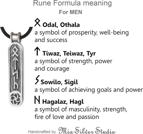 Miniatura 3 de Viking Rune Formula Pendant Necklace for Men Women - 925 Sterling Silver - Norse Nordic Celtic Jewelry - Runes Protection Amulet - Matching