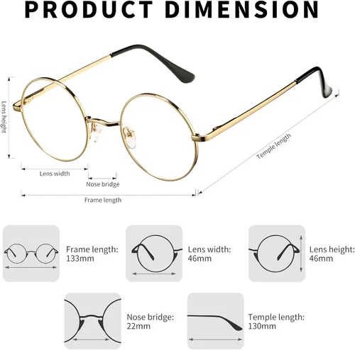 Miniatura 3 de Pro Acme Lentes transparentes sin receta con marco metálico redondo pequeño retro