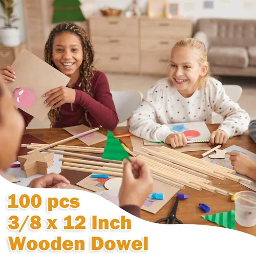 Miniatura 4 de Treela 100 varillas de madera para manualidades, varillas de madera sin terminar para manualidades, manualidades, clase de arte, carpintería