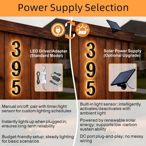 Miniatura 7 de Números de Casa Personalizados LED para Exterior con Iluminación, Números Grandes Personalizados con Energía Solar Retroiluminados, Números