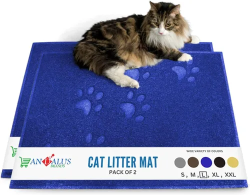 Miniatura 35 de Andalus Tapete Pequeño para Arena de Gatos, Paquete de 1 - Impermeable, Antideslizante y Fácil de Limpiar, Tapete para Caja de Arena de Gatos