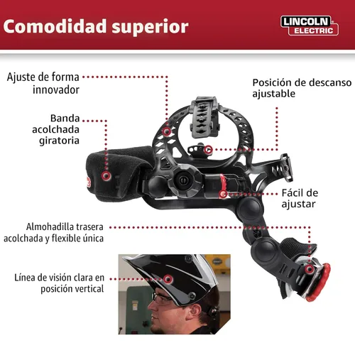 Miniatura 4 de Lincoln Electric K3034-4 VIKING 3350 Casco de soldadura con oscurecimiento automático con tecnología de lente 4C, negro mate, extra grande