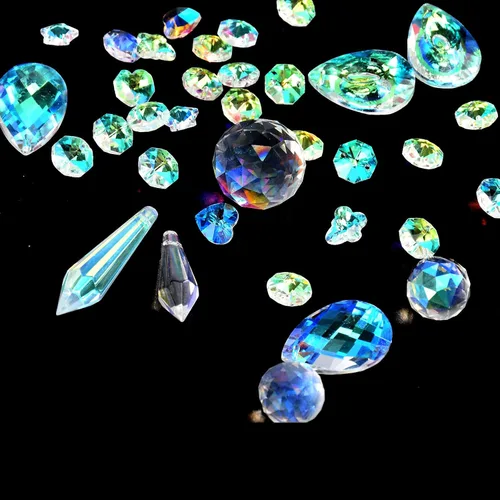 Miniatura 8 de Juego de 370 piezas de atrapasoles de cristal, lámparas de araña colgantes, piezas de prismas de arco iris, colgantes para colgar ventanas