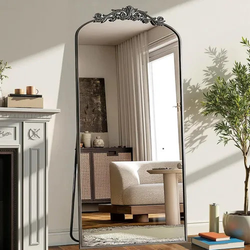 Miniatura 24 de Dewfig - Espejo grande arqueado de longitud completa/cuerpo completo, espejo de piso de 76 x 34 pulgadas, espejos de cuerpo completo para apoyar