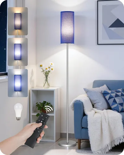 Miniatura 24 de Lámpara de pie regulable para sala de estar con control remoto e interruptor de pie, lámpara de pie de esquina, lámpara alta de pie moderna, Blanco